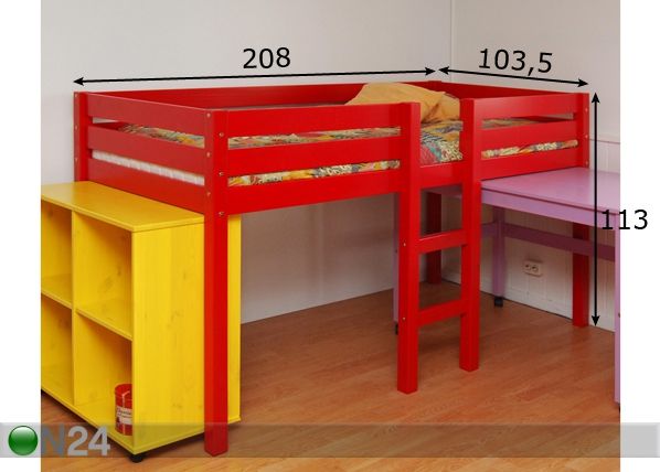 Parvisänky RAPUNTSEL mänty 90x200 cm mitat