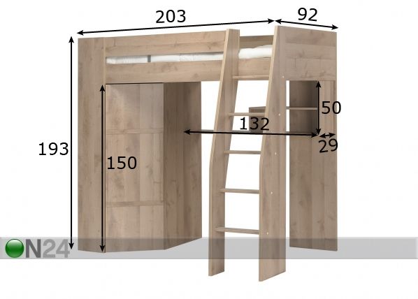Parvisänkysarja TIMBER mitat