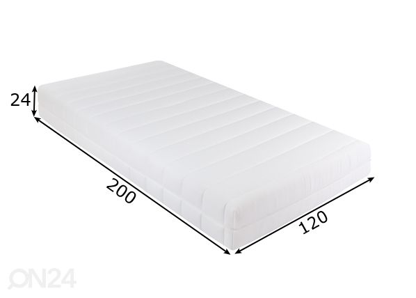 Patja kaksinkertaisella jousituksella Joey Lux Pocket 120x200 cm mitat