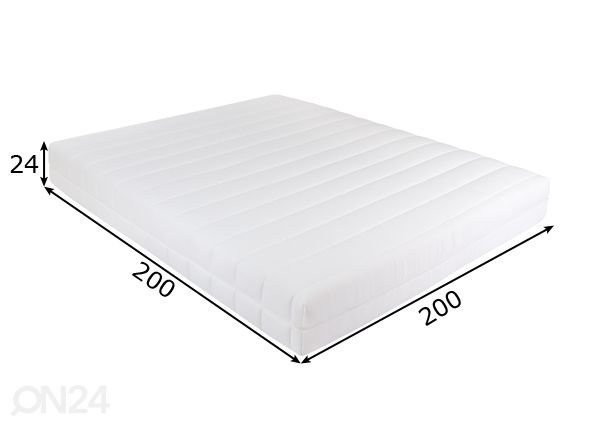 Patja kaksinkertaisella jousituksella JOEY LUX POCKET 200x200 cm mitat
