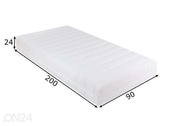 Patja kaksinkertaisella jousituksella Joey Lux Pocket 90x200 cm mitat