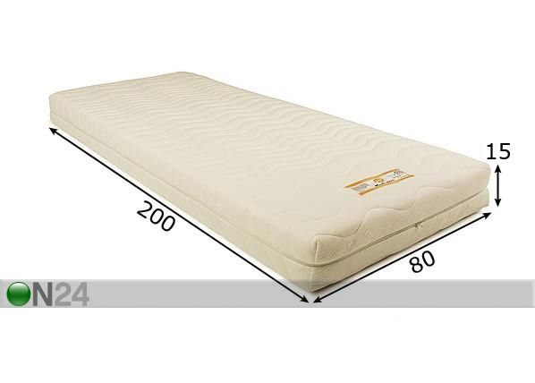 Patja MADRAZZI Memory Foam 80x200x15 cm mitat
