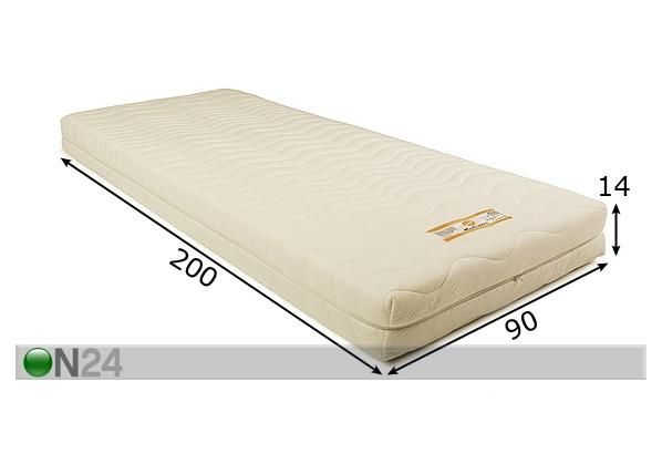 Patja MADRAZZI Memory Foam 90x200x14 cm mitat