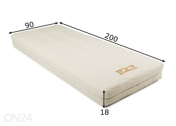 Patja MADRAZZI memory foam 90x200x18 cm mitat