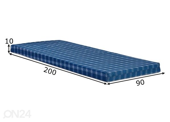 Patjasetti 90x200x10 cm, 2 kpl mitat