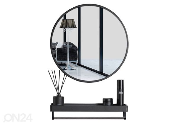 Peili ja hylly Ø70 cm, musta