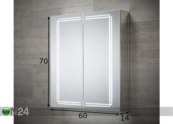 Peili LED-valaistuksella Harlow 70x60 cm mitat