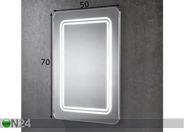 Peili LED-valaistuksella Shannon 70x50 cm mitat