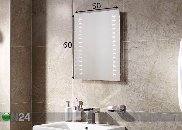 Peili LED valaistuksella Skye 60x50 cm mitat