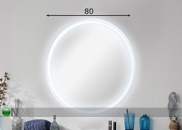 Peili valaistuksella Lima Ø 80 cm mitat