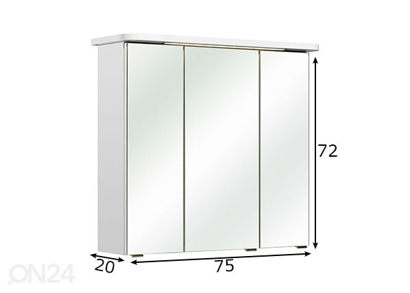 Peilikaappi 87-I mitat