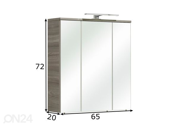Peilikaappi LED-valaisimella 09-IV mitat