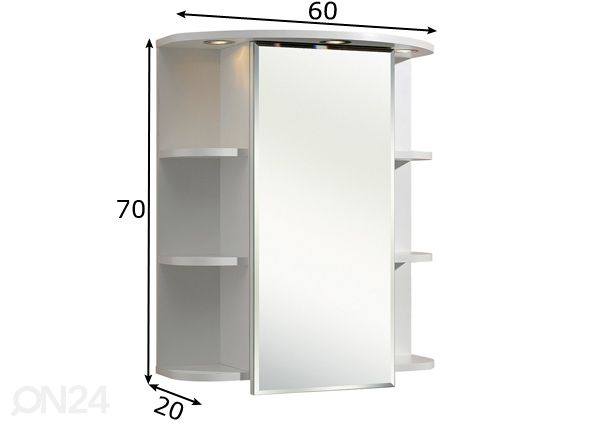 Peilikaappi LED-valaisimella 33-II mitat