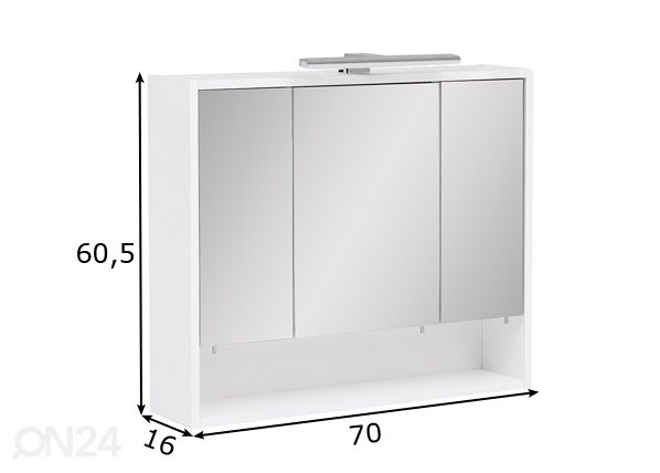 Peilikaappi LED-valaisimella Kimi mitat