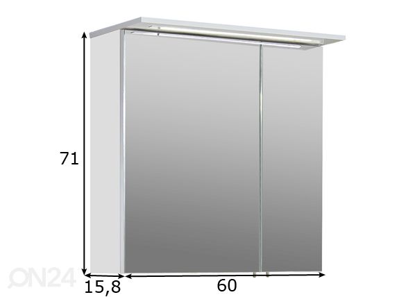 Peilikaappi LED-valaisimella Profil 16 mitat