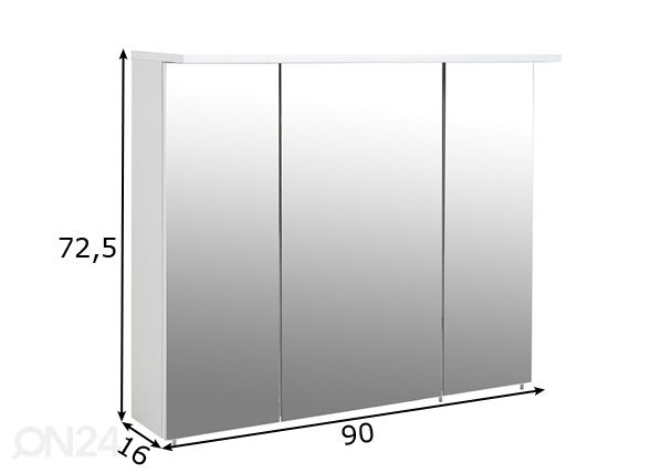 Peilikaappi LED-valaisimella Profil 16 90 cm mitat