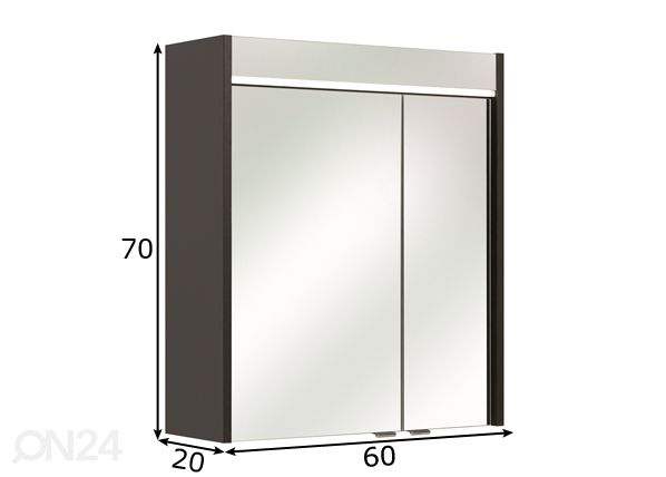 Peilikaappi LED-valaistuksella 23-I mitat