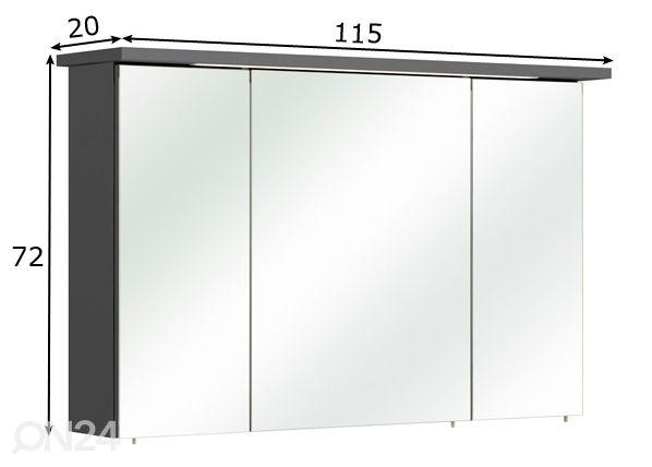 Peilikaappi LED-valaistuksella 84-III mitat