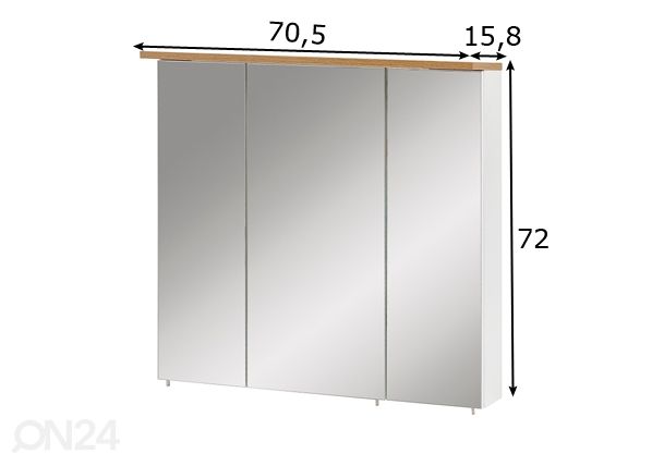 Peilikaappi LED-valaistuksella Padua mitat