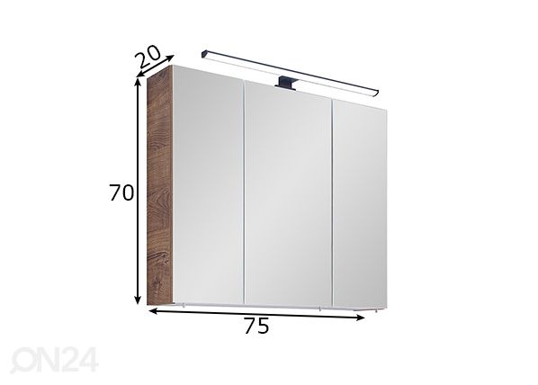 Peilikaappi LED-valolla mitat