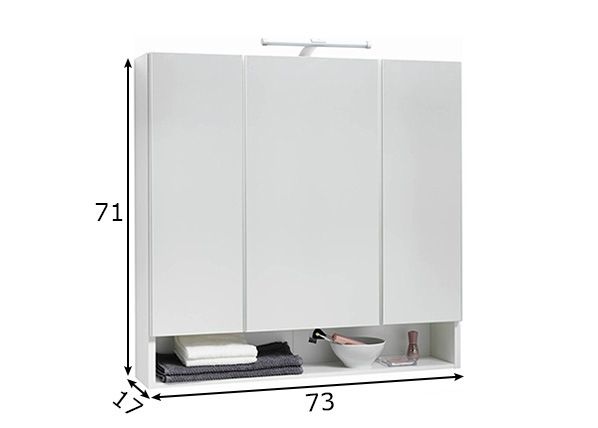 Peilikaappi LED-valolla Granada mitat
