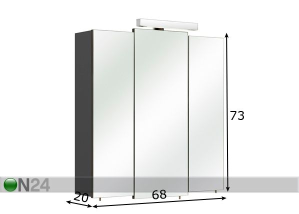 Peilikaappi valaisimella 13-I 68 cm mitat