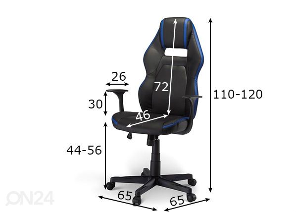 Pelituoli Space, musta-sininen mitat