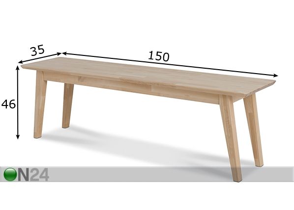 Penkki NOTTE, koivu 150 cm mitat