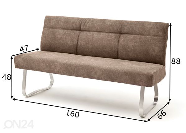 Penkki selkänojalla ja jousituksella Talena 160 cm mitat