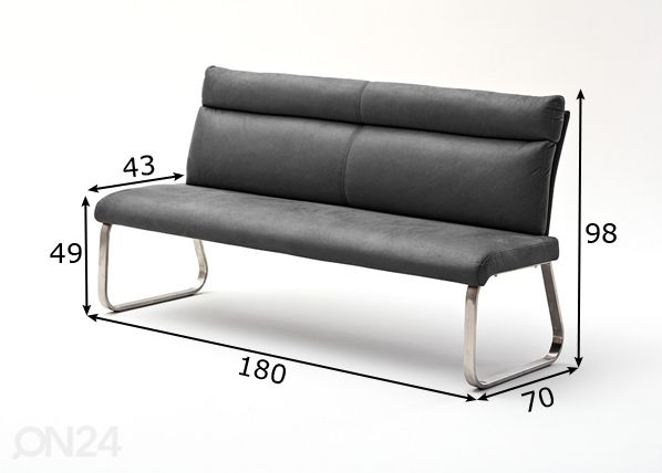 Penkki selkänojalla Rabea 180 cm mitat