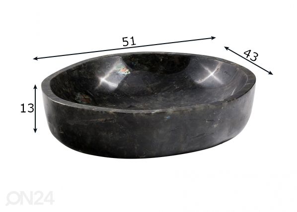 Pesuallas korukivestä mitat