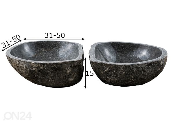 Pesualtaat jokikivestä 2 kpl mitat