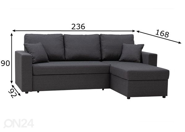 Pesukastiga nurgadiivanvoodi Katrin mitat