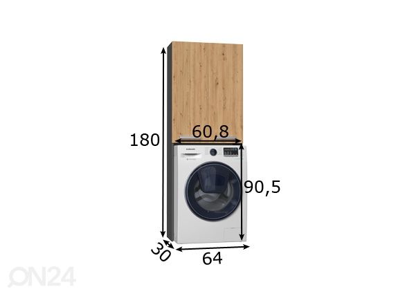 Pesukonekaappi Oliver 2 mitat