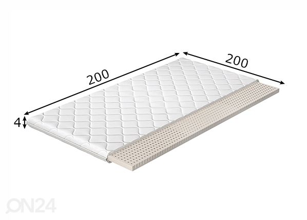 Petauspatja Lateksi 200x200 cm mitat