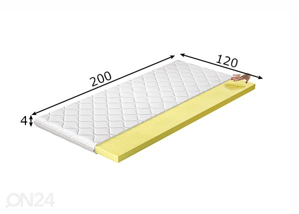Petauspatja memory foam 120x200 cm mitat