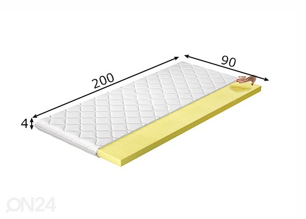 Petauspatja memory foam 90x200 cm mitat