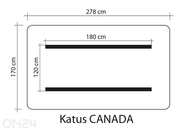 Pihakeinun katos Canada 170x278 cm mitat