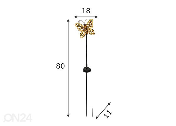 Pihakoriste aurinkokennolla Linny Butterfly mitat