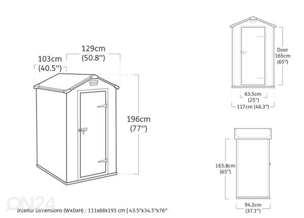 Pihavarasto Keter Manor 0,98 m², 128x94x196 cm mitat