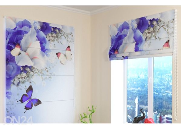 Pimentävä laskosverho Blue Irises 60x60 cm