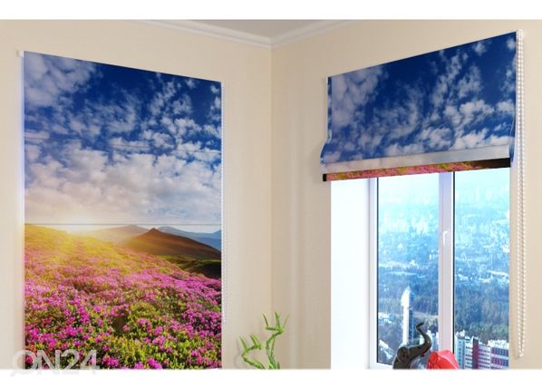 Pimentävä laskosverho Flowers and mountains 2 60x60 cm