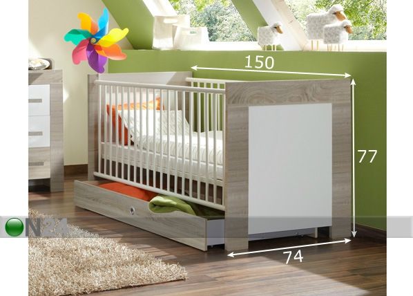 Pinnasänky EMILY 70x140 cm mitat