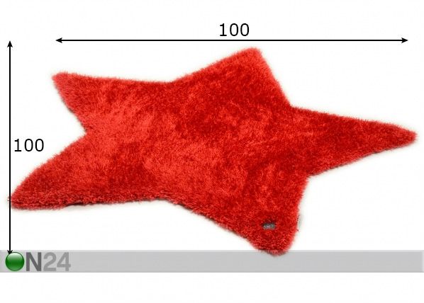 Pitkäkarvainen matto SOFT UNI STAR 100x100 cm mitat