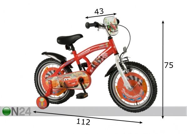 Polkypyörä 16" CARS 2 mitat