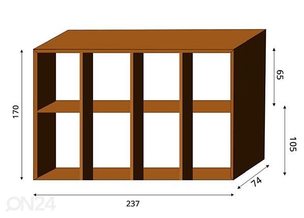 Polttopuuhylly GrillSymbol Wall XL mitat