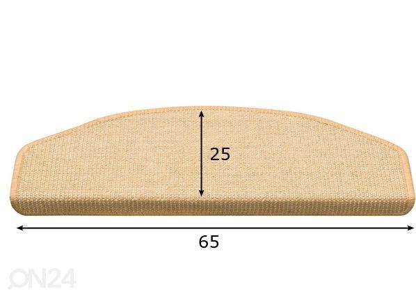Porrasmatto Sisal 25x65 cm, luonnonsävy mitat