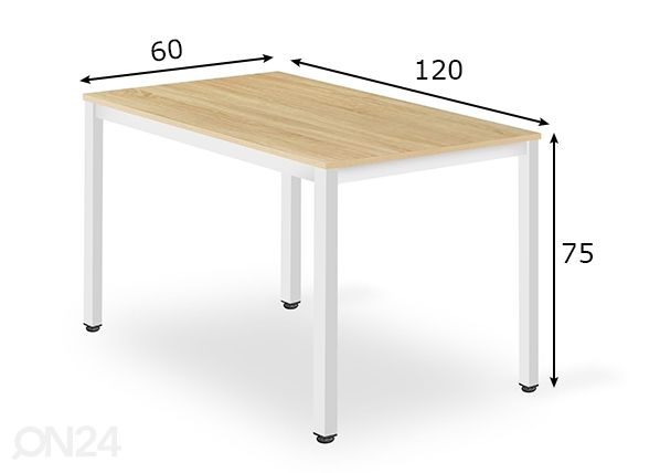 Pöytä 60x120 cm, tammi mitat