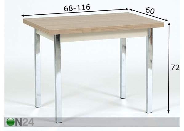 Pöytä HERMES, jatkettava 116 cm mitat