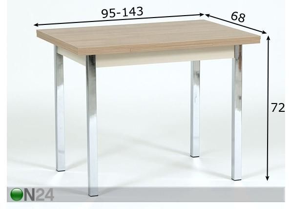 Pöytä HERMES, jatkettava 143 cm mitat